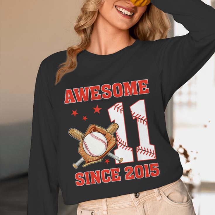 Awesome Since 2015 11 Year Old Boys Bday Baseball Theme Unisex Long Sleeve T-Shirt