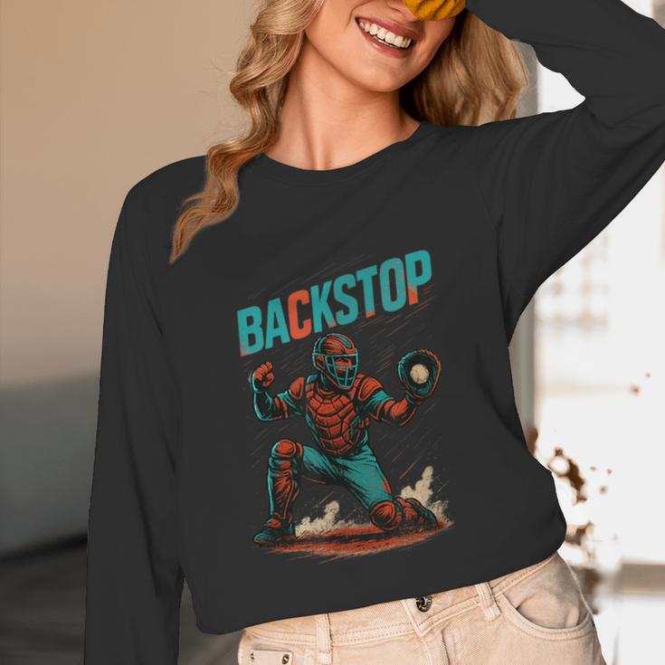 Backstop Catcher Baseball Graphic Unisex Long Sleeve T-Shirt Backstop Catcher Baseball Graphic Unisex Long Sleeve T-Shirt