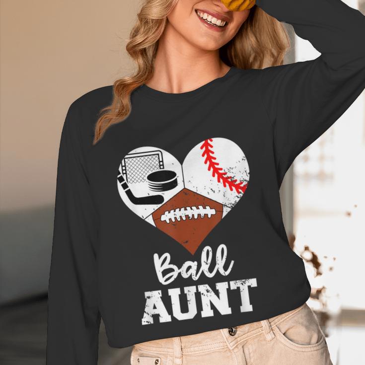Ball Aunt Heart Football Baseball Hockey Game Day Unisex Long Sleeve T-Shirt