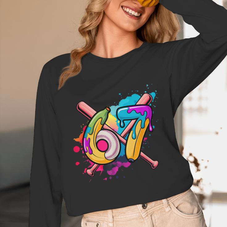 Banana Baseball 67 Ice Cream Drip Meme Unisex Long Sleeve T-Shirt