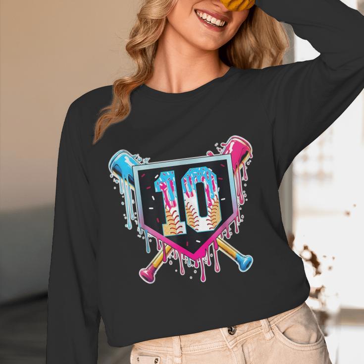 Baseball 10 Year Old Boy Ice Cream Drip 10th Birthday Player Unisex Long Sleeve T-Shirt Baseball 10 Year Old Boy Ice Cream Drip 10th Birthday Player Unisex Long Sleeve T-Shirt
