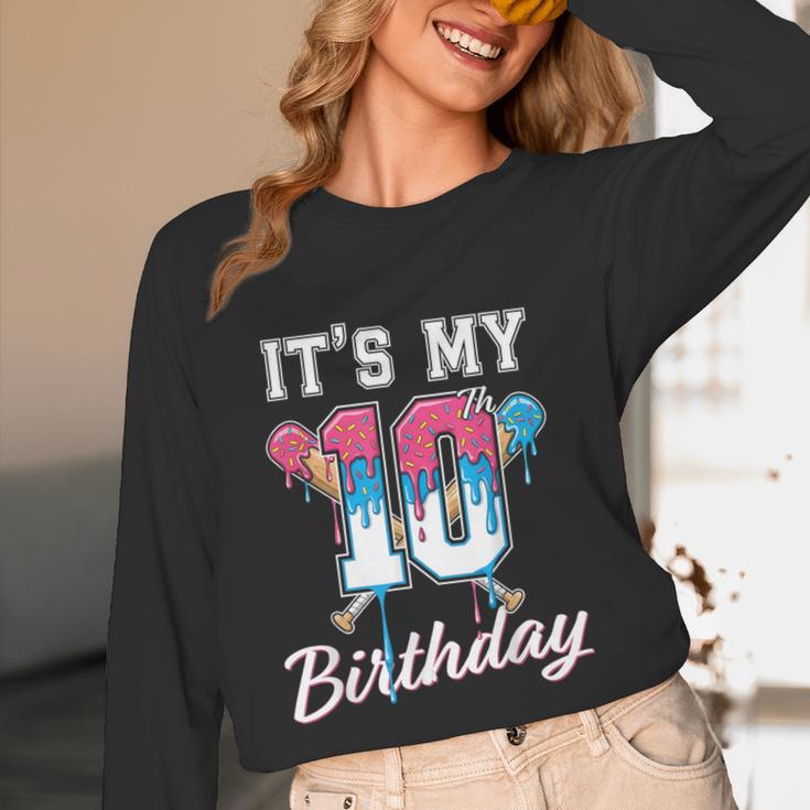 Baseball 10 Year Old Ice Cream Drip 10th Birthday Boys Unisex Long Sleeve T-Shirt Baseball 10 Year Old Ice Cream Drip 10th Birthday Boys Unisex Long Sleeve T-Shirt