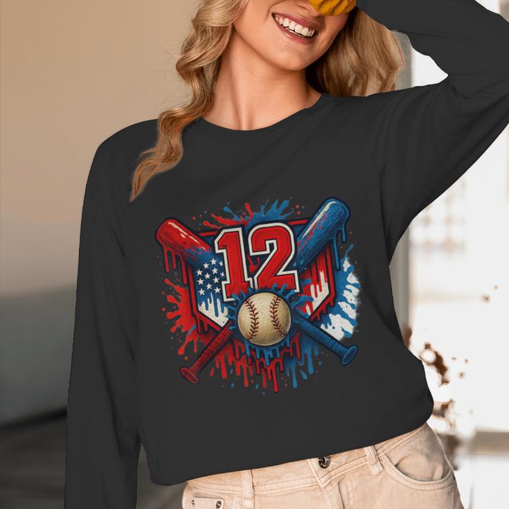Baseball 12 Year Old Splash Drip 12th Birthday Boy Number 12 Unisex Long Sleeve T-Shirt Baseball 12 Year Old Splash Drip 12th Birthday Boy Number 12 Unisex Long Sleeve T-Shirt