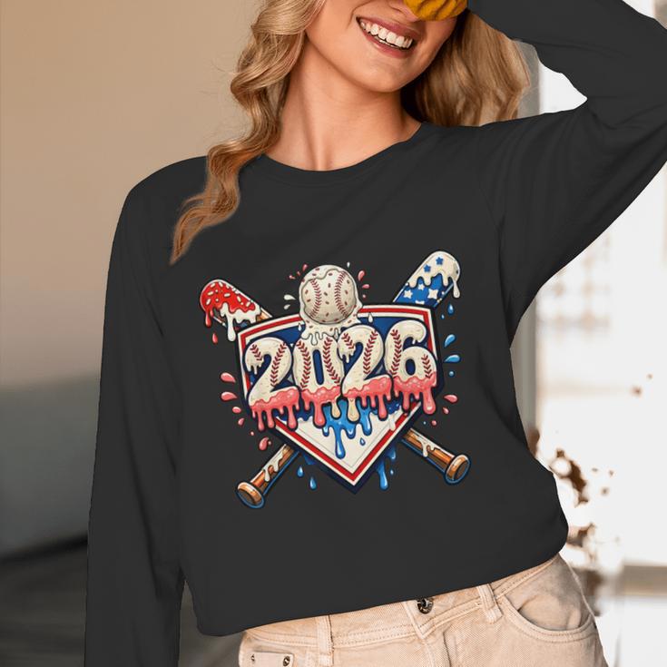 Baseball 2026 Ice Cream Drip Bats For Boys Birthday Graphic Unisex Long Sleeve T-Shirt Baseball 2026 Ice Cream Drip Bats For Boys Birthday Graphic Unisex Long Sleeve T-Shirt