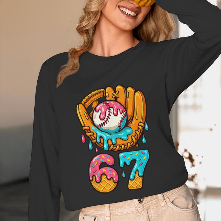 Baseball 67 Ice Cream Drip 67 Six Seven Meme 67th Birthday Unisex Long Sleeve T-Shirt Baseball 67 Ice Cream Drip 67 Six Seven Meme 67th Birthday Unisex Long Sleeve T-Shirt