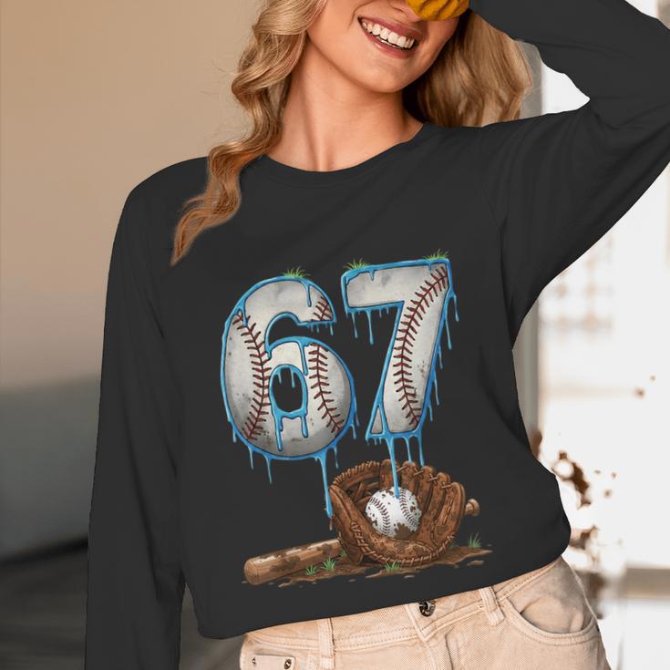 Baseball 67 Six Seven Meme 6-7 Drip Baseball Boys Men Unisex Long Sleeve T-Shirt