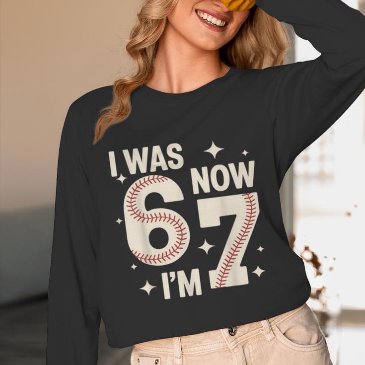 Baseball 7th Birthday 6 7 Years Old I Was 6 Now I'm 7 Unisex Long Sleeve T-Shirt