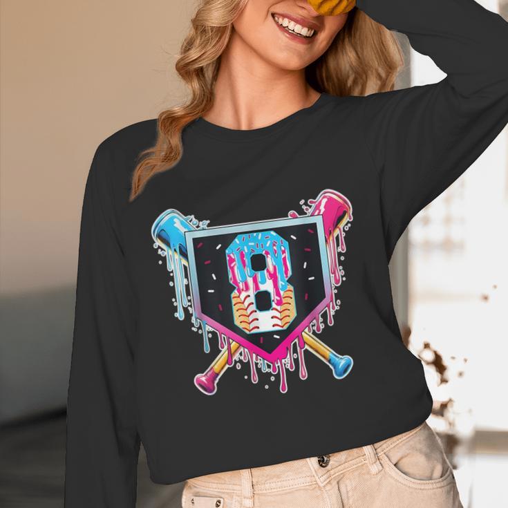 Baseball 8 Year Old Boy Ice Cream Drip 8th Birthday Player Unisex Long Sleeve T-Shirt Baseball 8 Year Old Boy Ice Cream Drip 8th Birthday Player Unisex Long Sleeve T-Shirt