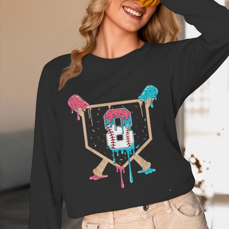 Baseball 8 Year Old Ice Cream Drip 8th Birthday Boys Player Unisex Long Sleeve T-Shirt Baseball 8 Year Old Ice Cream Drip 8th Birthday Boys Player Unisex Long Sleeve T-Shirt
