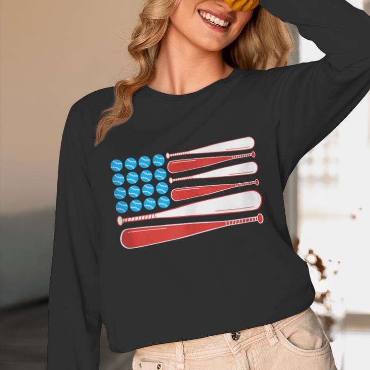 Baseball American Flag Patriotic USA Pride Unisex Long Sleeve T-Shirt Baseball American Flag Patriotic USA Pride Unisex Long Sleeve T-Shirt