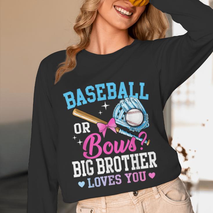 Baseball Or Bows Big Brother Loves You Gender Pink Or Blue Unisex Long Sleeve T-Shirt Baseball Or Bows Big Brother Loves You Gender Pink Or Blue Unisex Long Sleeve T-Shirt