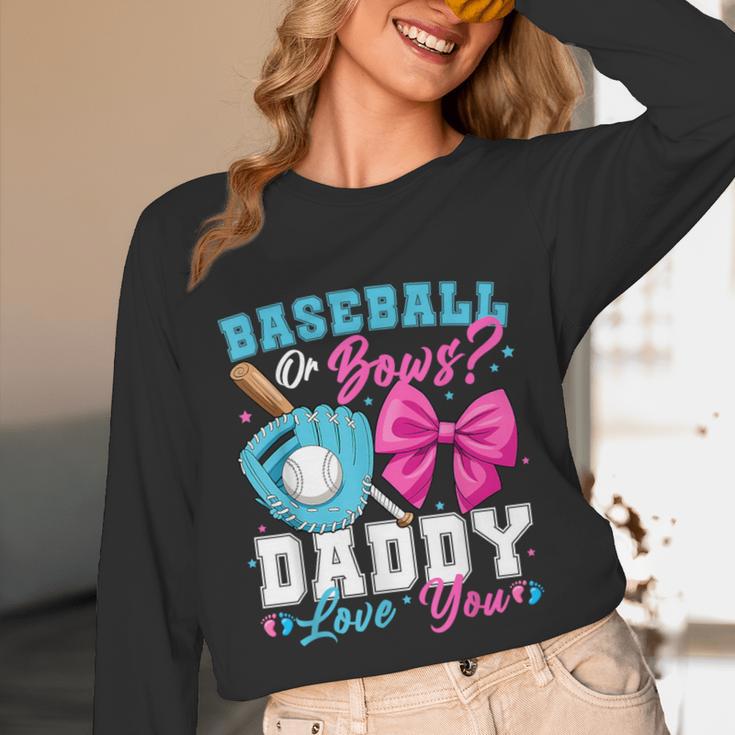 Baseball Or Bows Daddy Loves You Gender Reveal Family Unisex Long Sleeve T-Shirt Baseball Or Bows Daddy Loves You Gender Reveal Family Unisex Long Sleeve T-Shirt