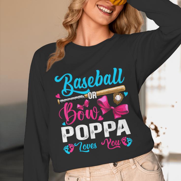 Baseball Or Bows Poppa Loves You Gender Reveal Unisex Long Sleeve T-Shirt