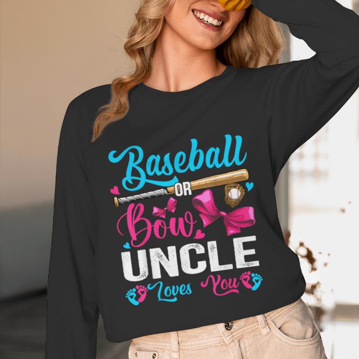 Baseball Or Bows Uncle Loves You Gender Reveal Unisex Long Sleeve T-Shirt