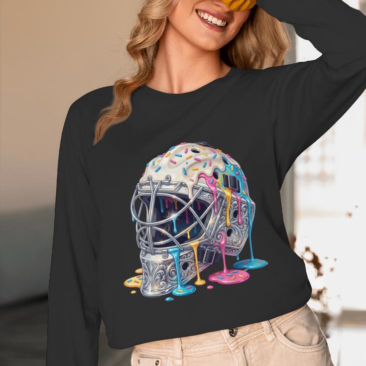 Baseball Catcher Mask Ice Cream Dripping Baseball Boys Unisex Long Sleeve T-Shirt
