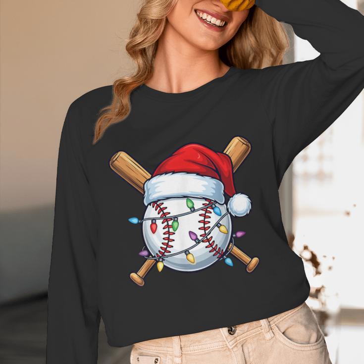 Baseball Christmas Lights Santa Christmas Baseball Player Unisex Long Sleeve T-Shirt Baseball Christmas Lights Santa Christmas Baseball Player Unisex Long Sleeve T-Shirt