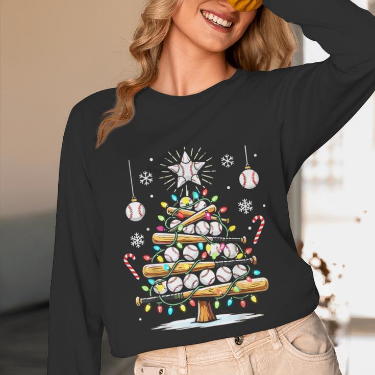 Baseball Christmas Tree Lights Unisex Long Sleeve T-Shirt