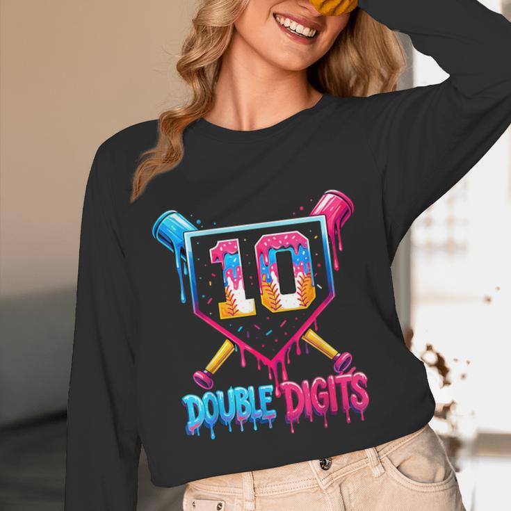 Baseball Drip 10th Birthday Boy Double Digits Ice Cream Drip Unisex Long Sleeve T-Shirt