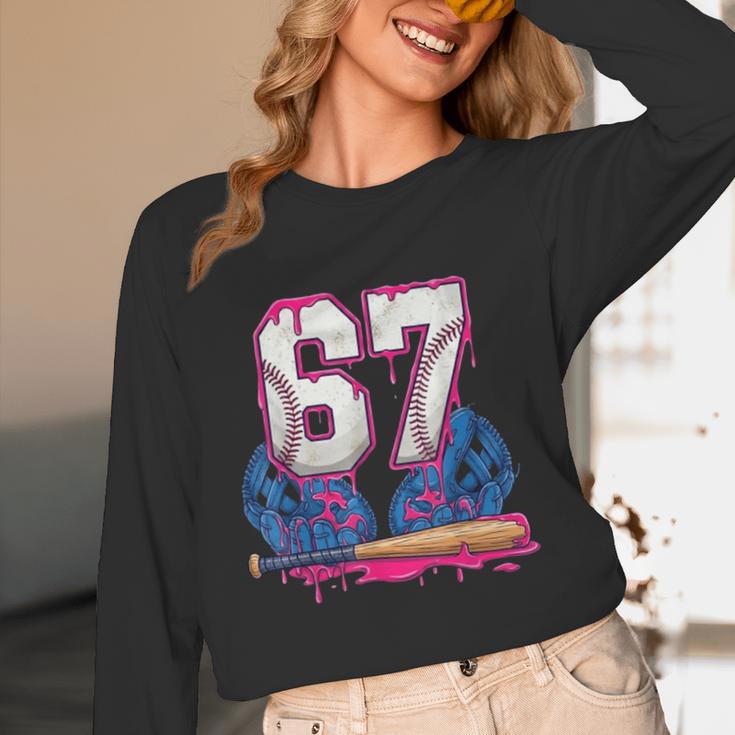 Baseball Drip 67 Meme Six Seven 6-7 Gen Alpha Slang Unisex Long Sleeve T-Shirt