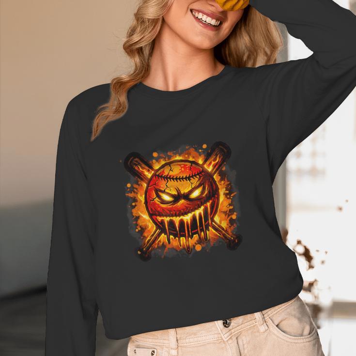 Baseball Drip Angry Lava Slime Ball Graphic Unisex Long Sleeve T-Shirt