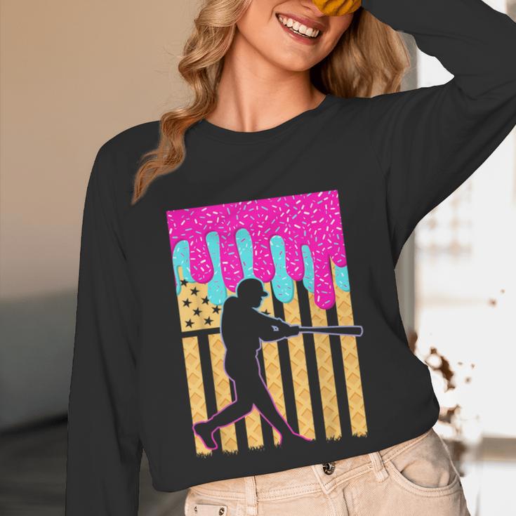 Baseball Drip Bat Boys Ice Cream American Flag 4th Of July Unisex Long Sleeve T-Shirt Baseball Drip Bat Boys Ice Cream American Flag 4th Of July Unisex Long Sleeve T-Shirt