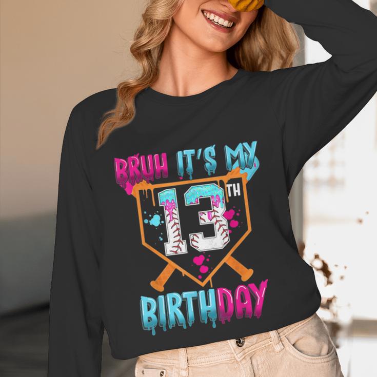 Baseball Drip Bruh It's My 13th Birthday Boy Ice Cream Drip Unisex Long Sleeve T-Shirt Baseball Drip Bruh It's My 13th Birthday Boy Ice Cream Drip Unisex Long Sleeve T-Shirt
