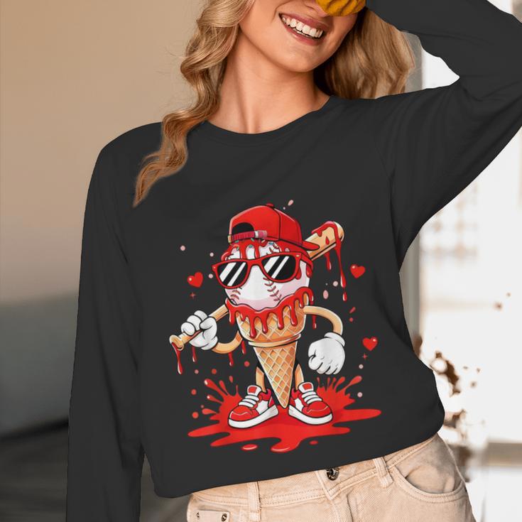 Baseball Drip Ice Cream Apparel Youth Boys Valentines Unisex Long Sleeve T-Shirt