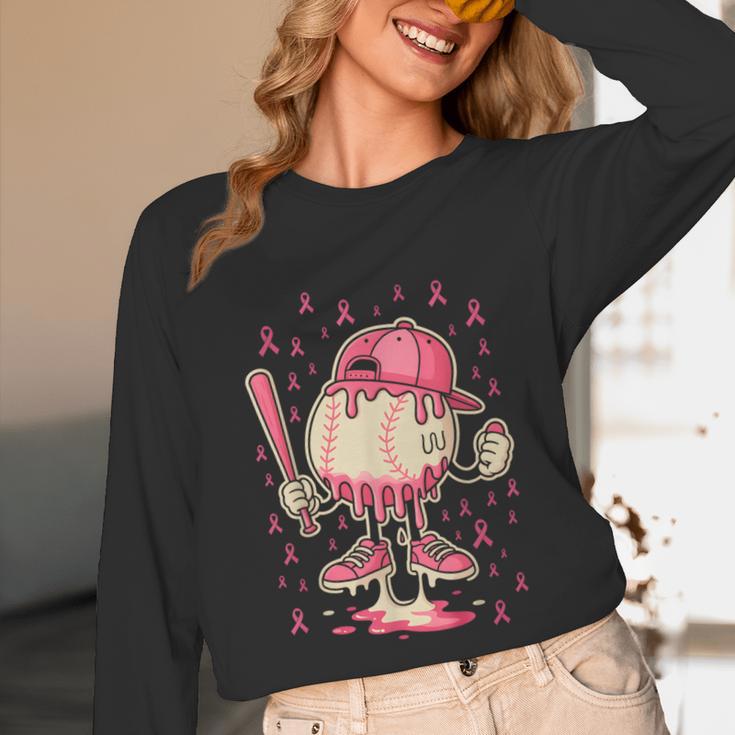 Baseball Drip Ice Cream Breast Cancer Awareness Boys & Girls Unisex Long Sleeve T-Shirt