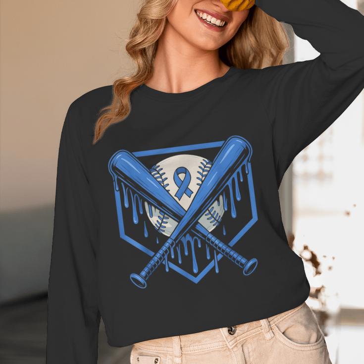 Baseball Drip Ice Cream Diabetes Awareness Ribbon Boys Girls Unisex Long Sleeve T-Shirt