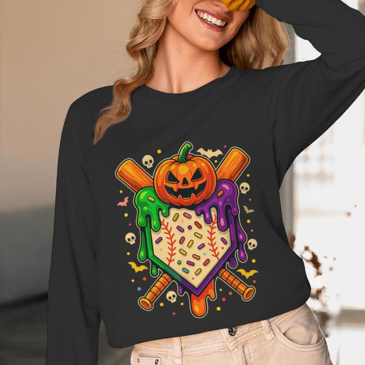 Baseball Drip Ice Cream Drip Halloween Baseball Lovers Unisex Long Sleeve T-Shirt Baseball Drip Ice Cream Drip Halloween Baseball Lovers Unisex Long Sleeve T-Shirt