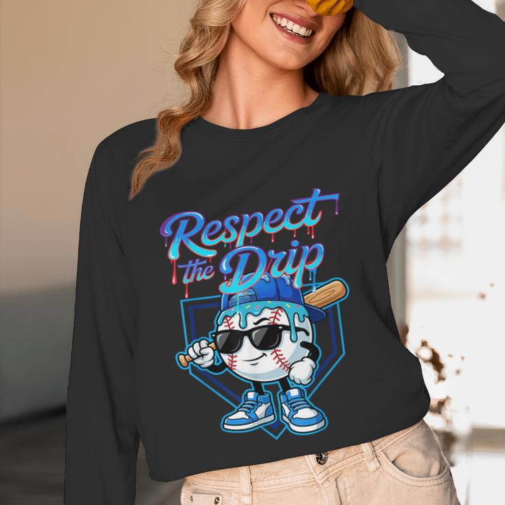 Baseball Drip Ice Cream Respect The Drip Home Plate Boy Kids Unisex Long Sleeve T-Shirt Baseball Drip Ice Cream Respect The Drip Home Plate Boy Kids Unisex Long Sleeve T-Shirt