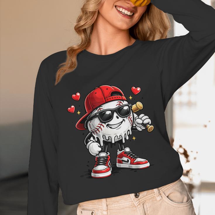Baseball Drip Ice Cream Valentine’s Day Boys Kids Unisex Long Sleeve T-Shirt