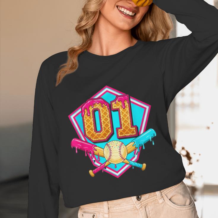 Baseball Drip Jersey Number 1 For Players & 1th Birthday Unisex Long Sleeve T-Shirt