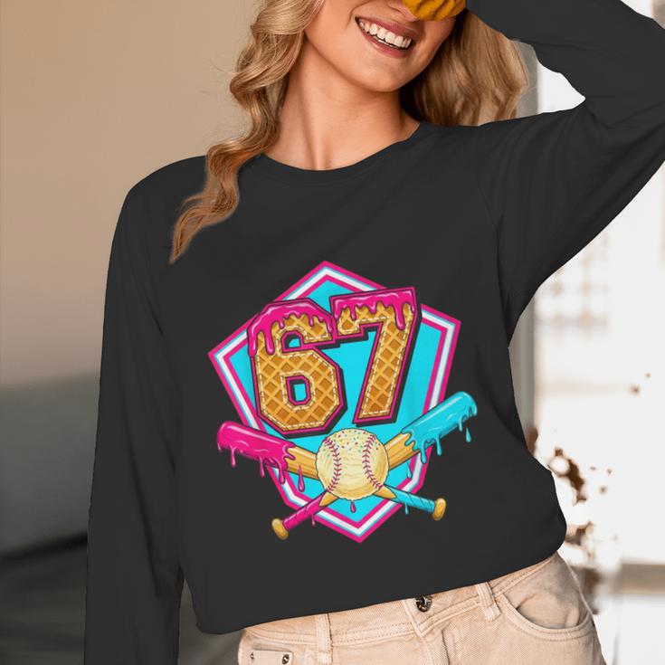 Baseball Drip Jersey Number 67 For Players & 67th Birthday Unisex Long Sleeve T-Shirt
