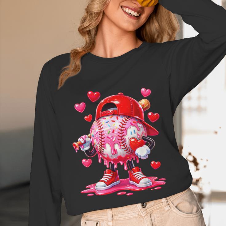 Baseball Drip Valentine Sports Vday Ice Cream Drip Heart Unisex Long Sleeve T-Shirt Baseball Drip Valentine Sports Vday Ice Cream Drip Heart Unisex Long Sleeve T-Shirt