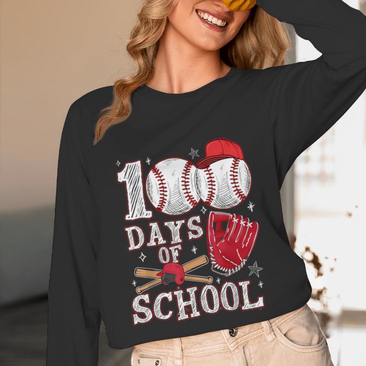 Baseball Happy 100 Days Of School Boy Girl Kid Teacher Unisex Long Sleeve T-Shirt