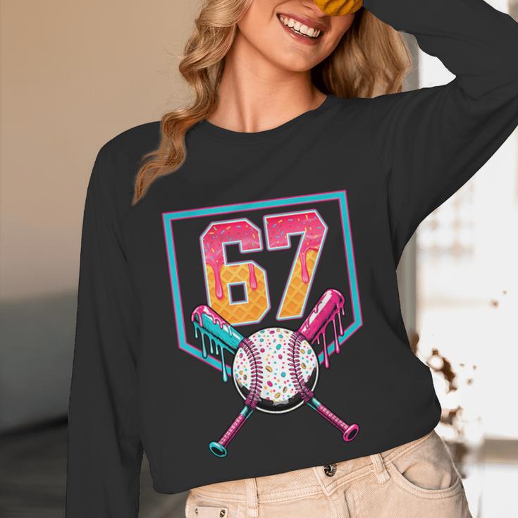 Baseball Ice Cream Drip Number 67 Player 67th Birthday Men Unisex Long Sleeve T-Shirt Baseball Ice Cream Drip Number 67 Player 67th Birthday Men Unisex Long Sleeve T-Shirt