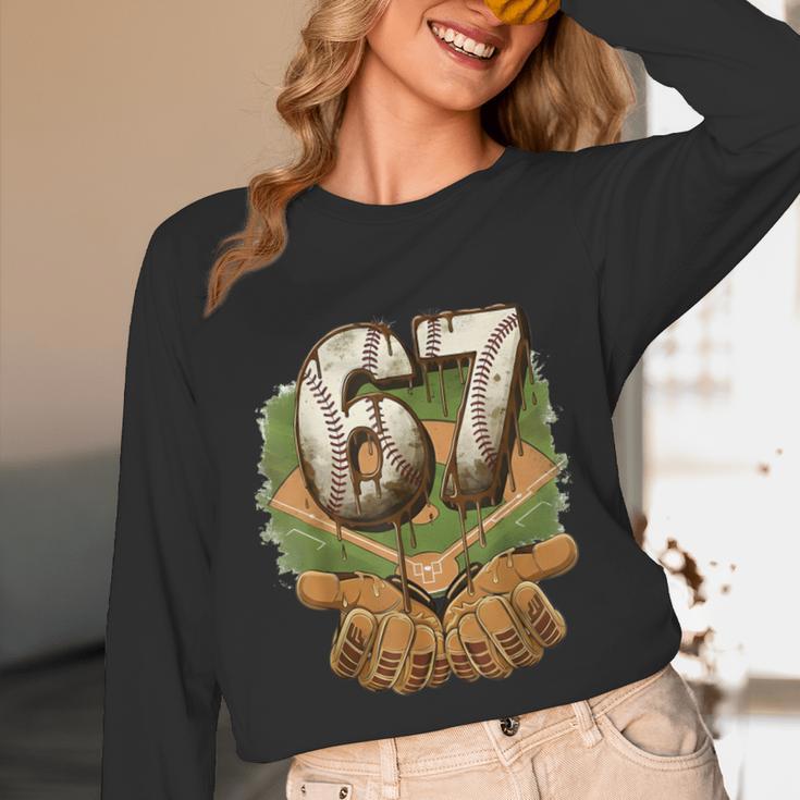 Baseball Ice Cream Drip Number 67 Playground Player 67th Unisex Long Sleeve T-Shirt Baseball Ice Cream Drip Number 67 Playground Player 67th Unisex Long Sleeve T-Shirt