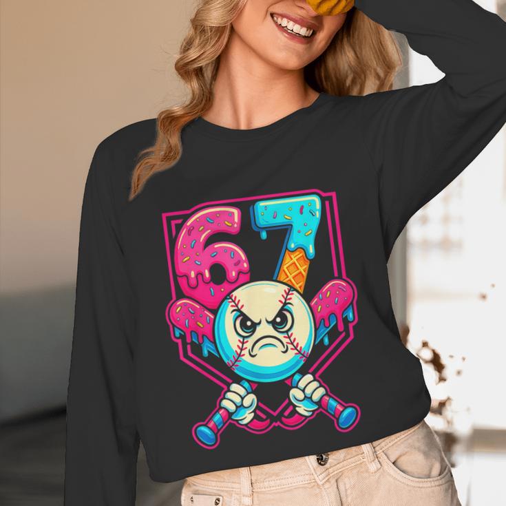 Baseball Ice Cream Drip Number 67 Six Seven Meme 67 Unisex Long Sleeve T-Shirt