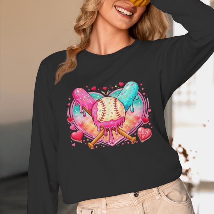 Baseball Ice Cream Drip Style Melt Ice Cream Youth Boys Unisex Long Sleeve T-Shirt