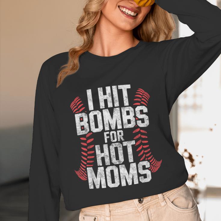 Baseball Joke Tee I Hit Bombs For Hot Moms Player Pitcher Unisex Long Sleeve T-Shirt Baseball Joke Tee I Hit Bombs For Hot Moms Player Pitcher Unisex Long Sleeve T-Shirt