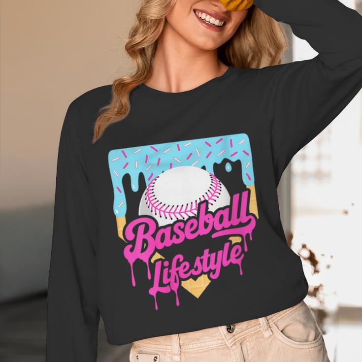 Baseball Life Lifestyle Home Plate Ice Cream Drip Men Boys Unisex Long Sleeve T-Shirt Baseball Life Lifestyle Home Plate Ice Cream Drip Men Boys Unisex Long Sleeve T-Shirt