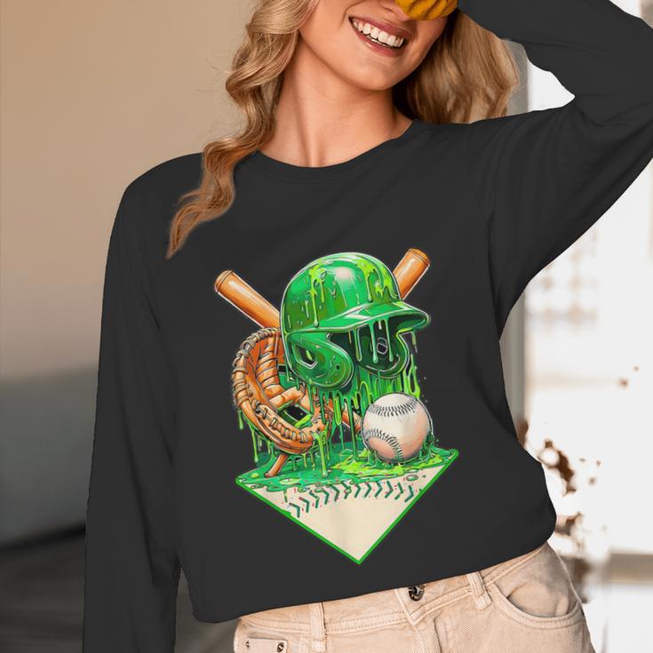 Baseball Life Style Ice Cream Drip Green Unisex Long Sleeve T-Shirt Baseball Life Style Ice Cream Drip Green Unisex Long Sleeve T-Shirt