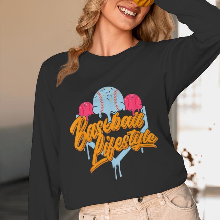 Baseball Lifestyle Home Plate Ice Cream Drip Men Boys Kids Unisex Long Sleeve T-Shirt Baseball Lifestyle Home Plate Ice Cream Drip Men Boys Kids Unisex Long Sleeve T-Shirt