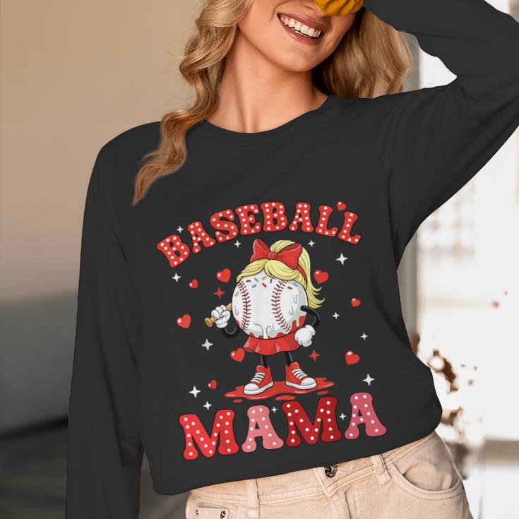 Baseball Mama Sports Mom Baseball Valentine Drip Girls Women Unisex Long Sleeve T-Shirt