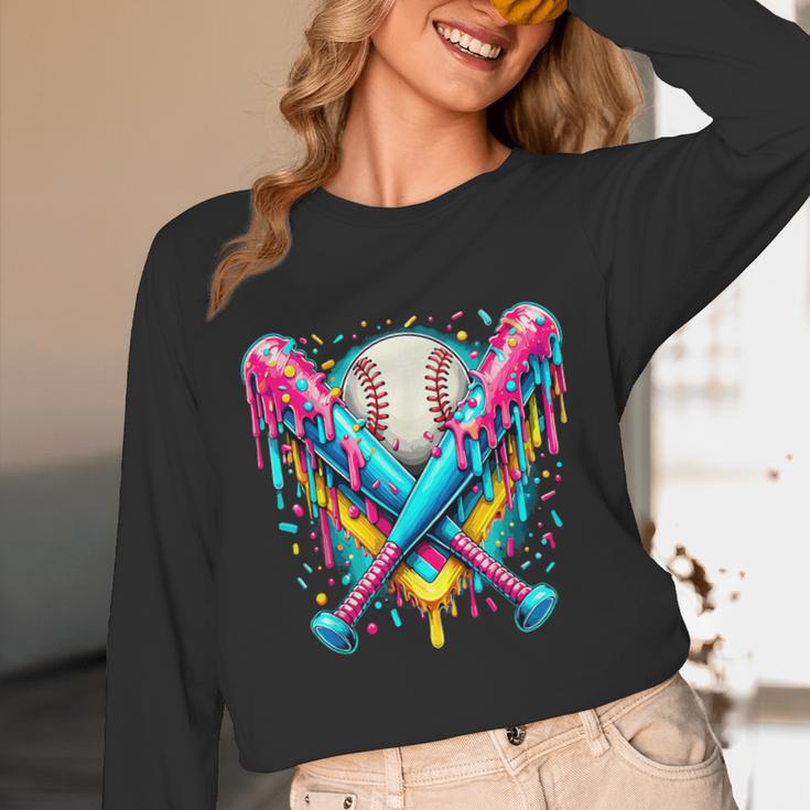 Baseball Player Ice Cream Drip Unisex Long Sleeve T-Shirt Baseball Player Ice Cream Drip Unisex Long Sleeve T-Shirt