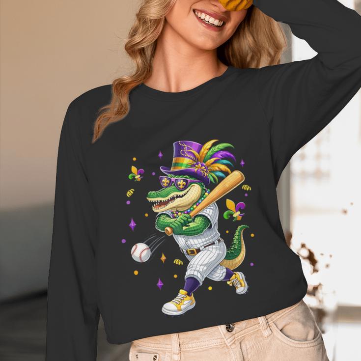 Baseball Player Mardi Gras Alligator Carnival Costume Beads Unisex Long Sleeve T-Shirt Baseball Player Mardi Gras Alligator Carnival Costume Beads Unisex Long Sleeve T-Shirt