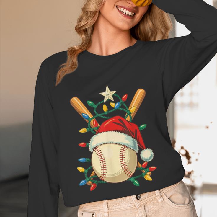 Baseball Santa Christmas Ball Baseball Lover Player Boys Unisex Long Sleeve T-Shirt