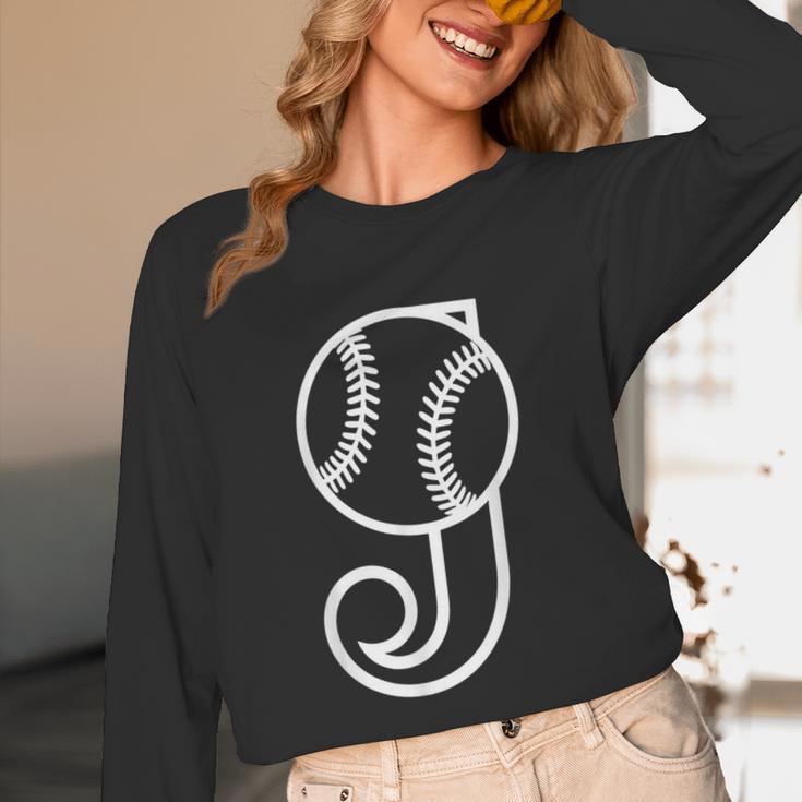 Baseball Sport Player Monogram Cool Initial Letter J Unisex Long Sleeve T-Shirt