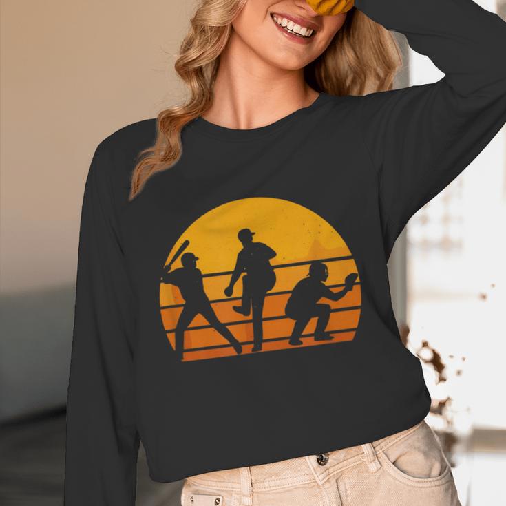 Baseball Tee Sunset Silhouette Players Men Women Kids Unisex Long Sleeve T-Shirt